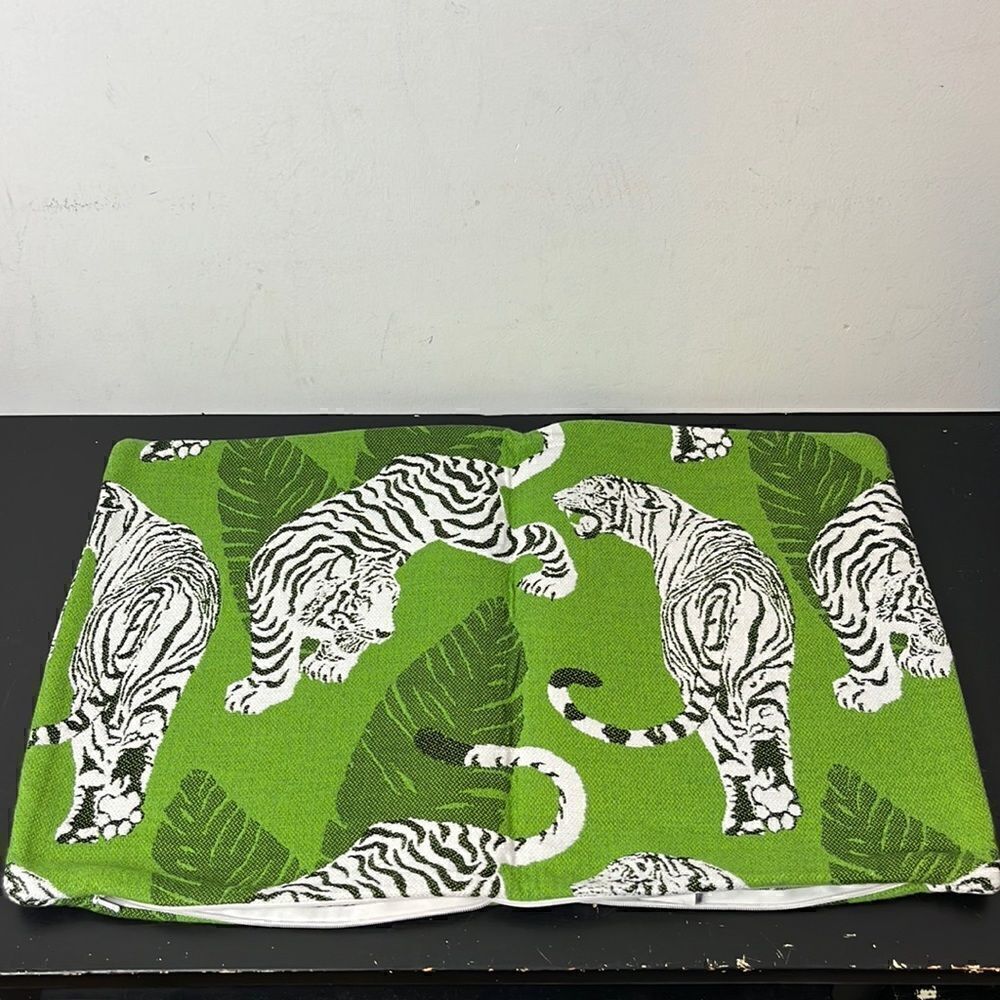 Williams Sonoma Outdoor Sunbrella Tiger Tropical Jacquard pillow case